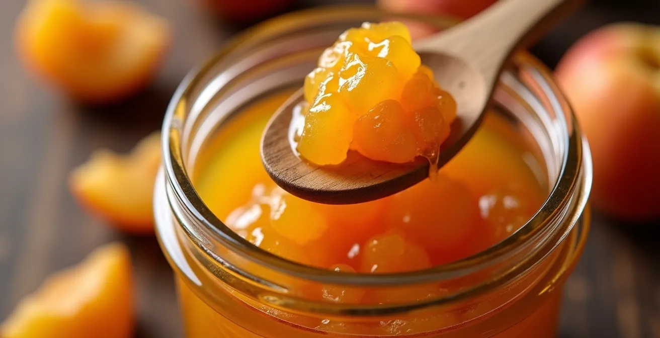 Close-up of authentic artisanal jam jar showing texture and quality
