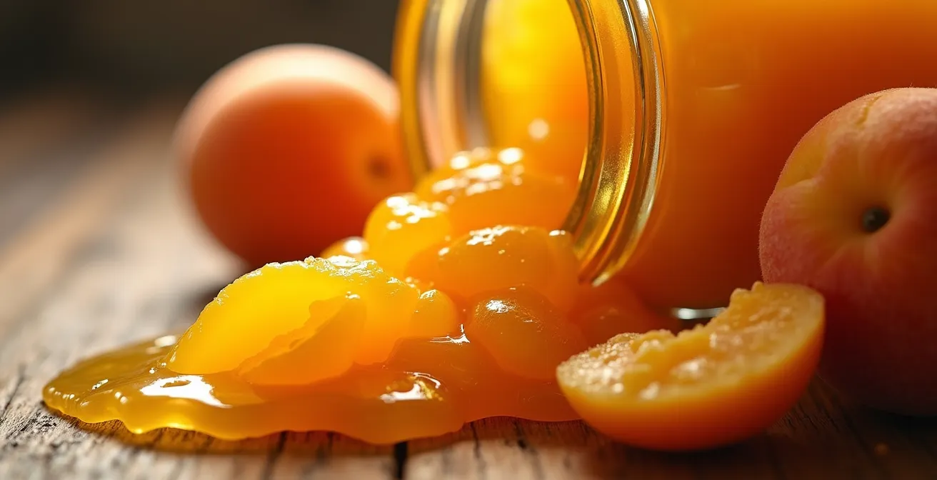 Testing jam quality at a French market stall