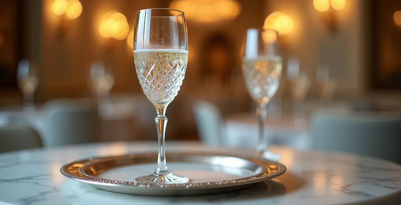 Atmospheric view of elegant palace hotel lobby service detail