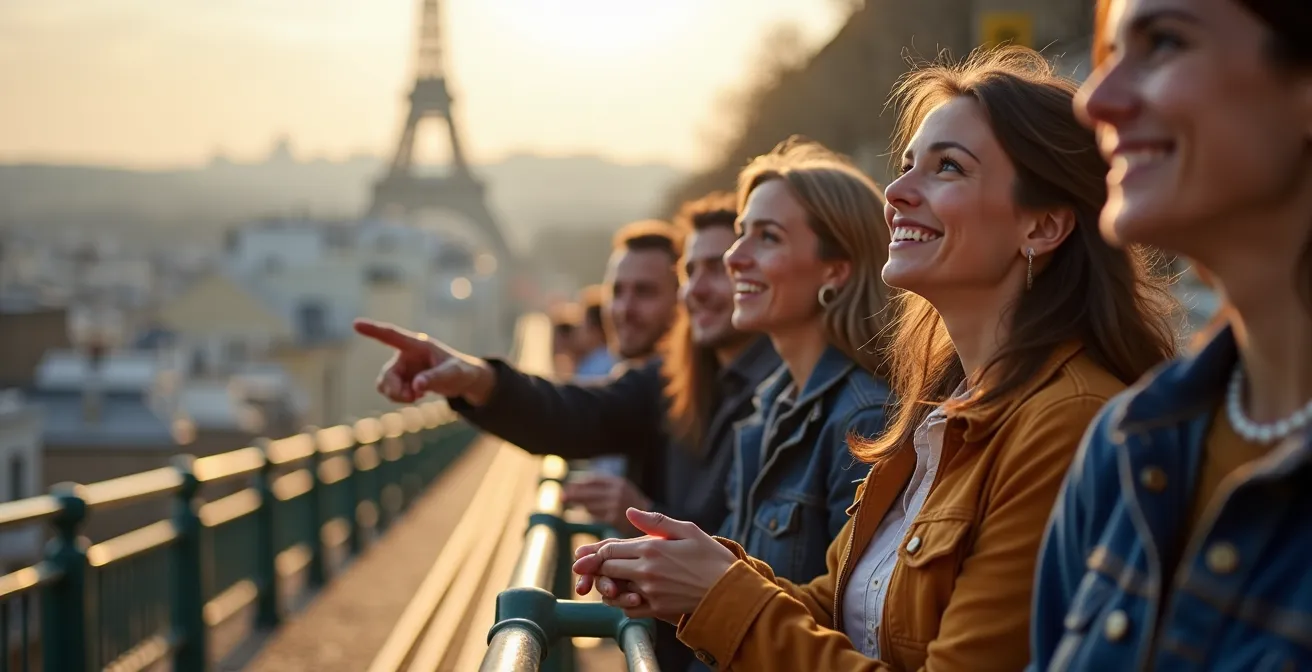 Montmartre funicular railway ascending the hill with Sacré-Cœur in background
